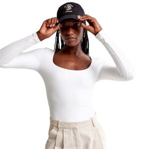Abercrombie & Fitch Soft Matte Seamless Long Sleeve Tuckable Squareneck Top NWT